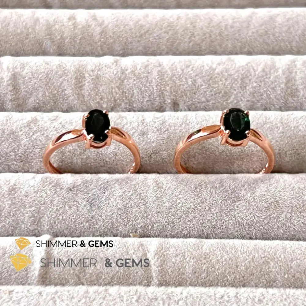 Black Tourmaline 925 Silver Ring (Rose Gold) Protection Adjustable Ring