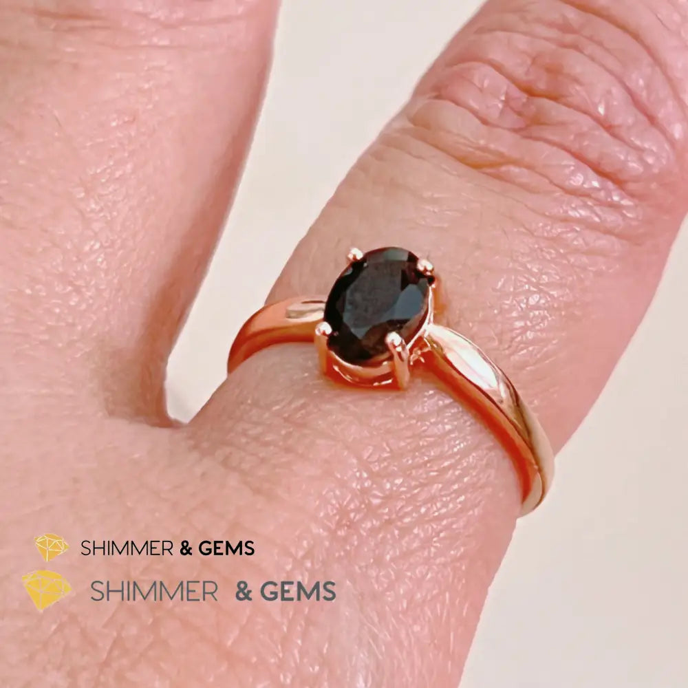 Black Tourmaline 925 Silver Ring (Rose Gold) Protection