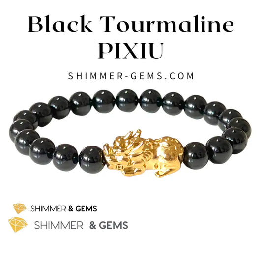 Black Tourmaline Stainless Steel Pixiu Bracelet (8Mm) Bracelets