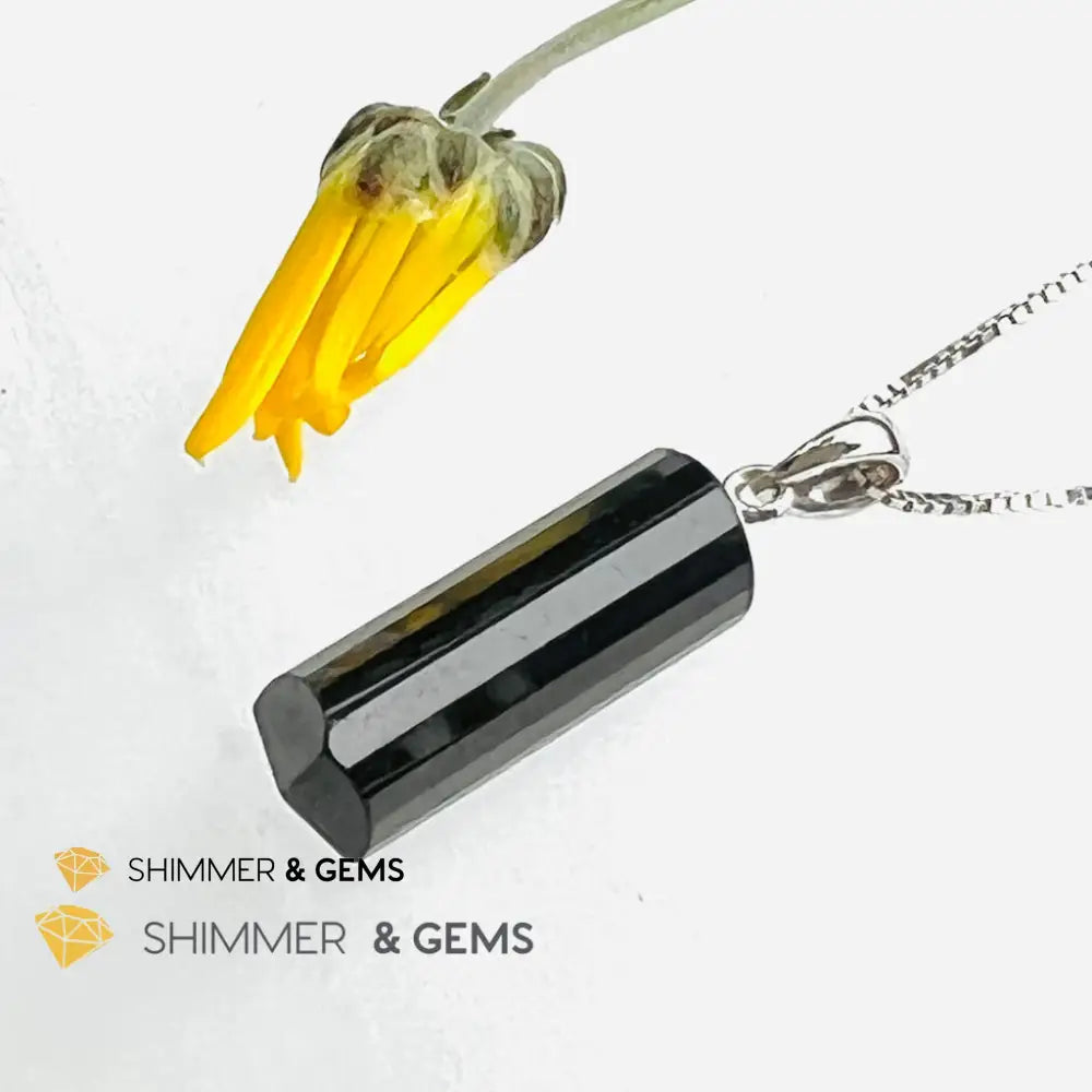 Black Tourmaline Tube Pendant (Protection) 20Mm Only Charms & Pendants