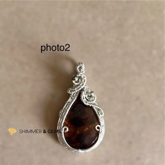 Blue Amber Pendant photo2 Charms & Pendants