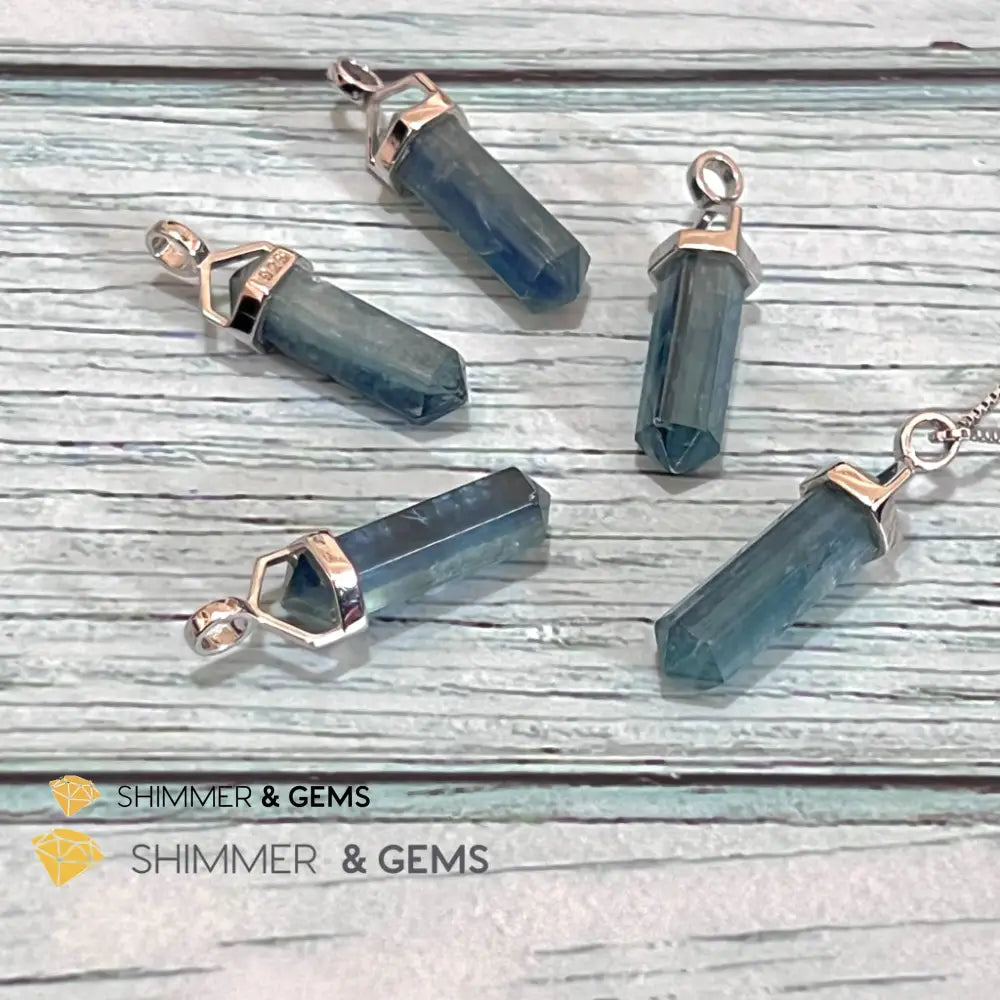 Blue Kyanite Double Pointer Pendant 925 Silver Charms & Pendants