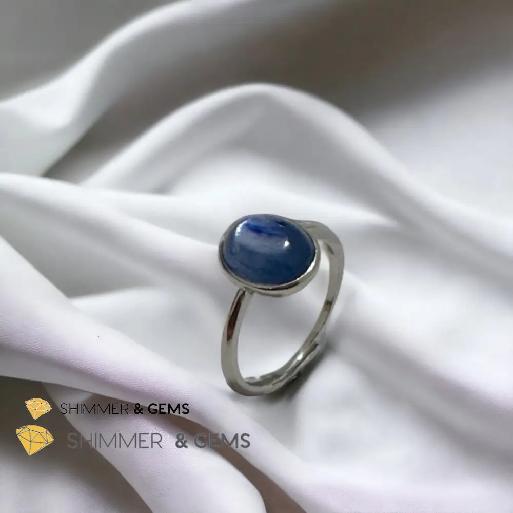 Blue Kyanite Oval 925 Silver Adjustable Ring Adjustable Size Crystal rings