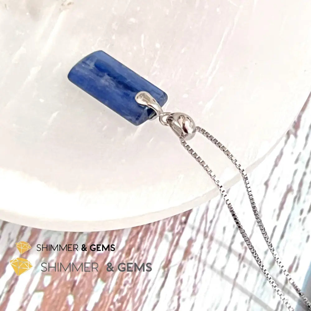 Blue Kyanite Tube Pendant 925 Silver Charms & Pendants