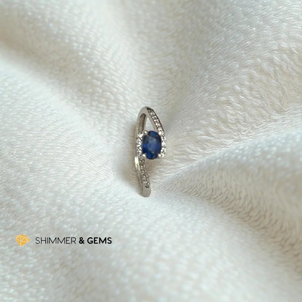Blue Sapphire 4mm Oval Adjustable 925 Sterling Silver Ring 4mm Adjustable Ring