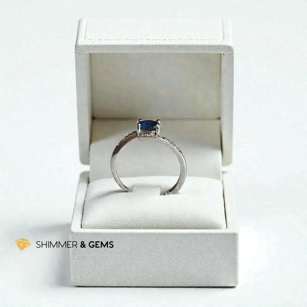 Blue Sapphire 4mm Oval Adjustable 925 Sterling Silver Ring 4mm Adjustable Ring