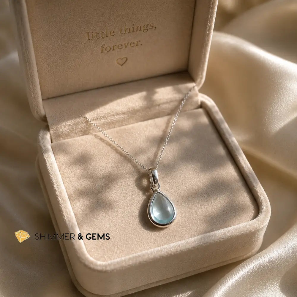 Blue Topaz 15mm 925 Sterling Silver Tear Drop Pendant - 15mm Pendant