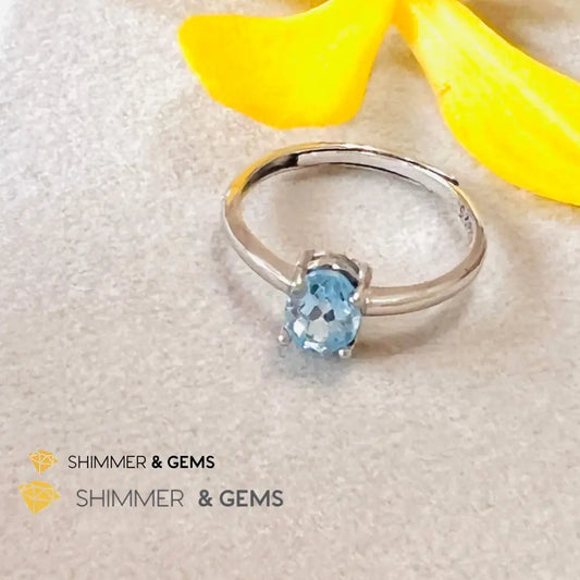 Blue Topaz 925 Silver Ring (Adjustable Size)