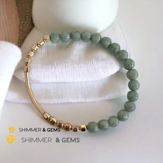 Burma Jade 14k Gold Filled Bangle (Modern Design By Audrey) 5.5” Bracelets