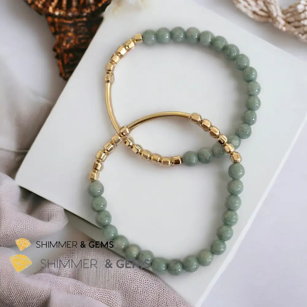 Burma Jade 14k Gold Filled Bangle (Modern Design By Audrey) Bracelets