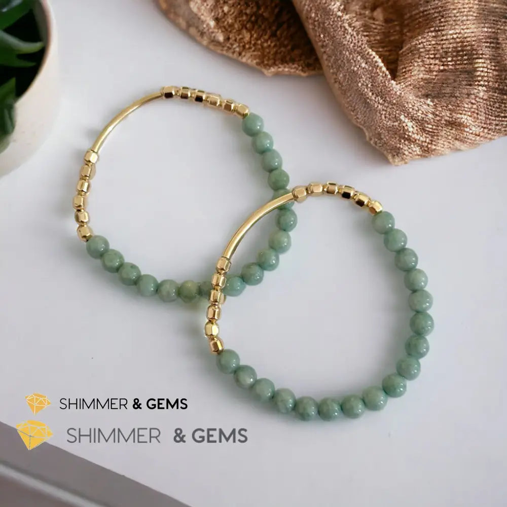 Burma Jade 14k Gold Filled Bangle (Modern Design By Audrey) Bracelets