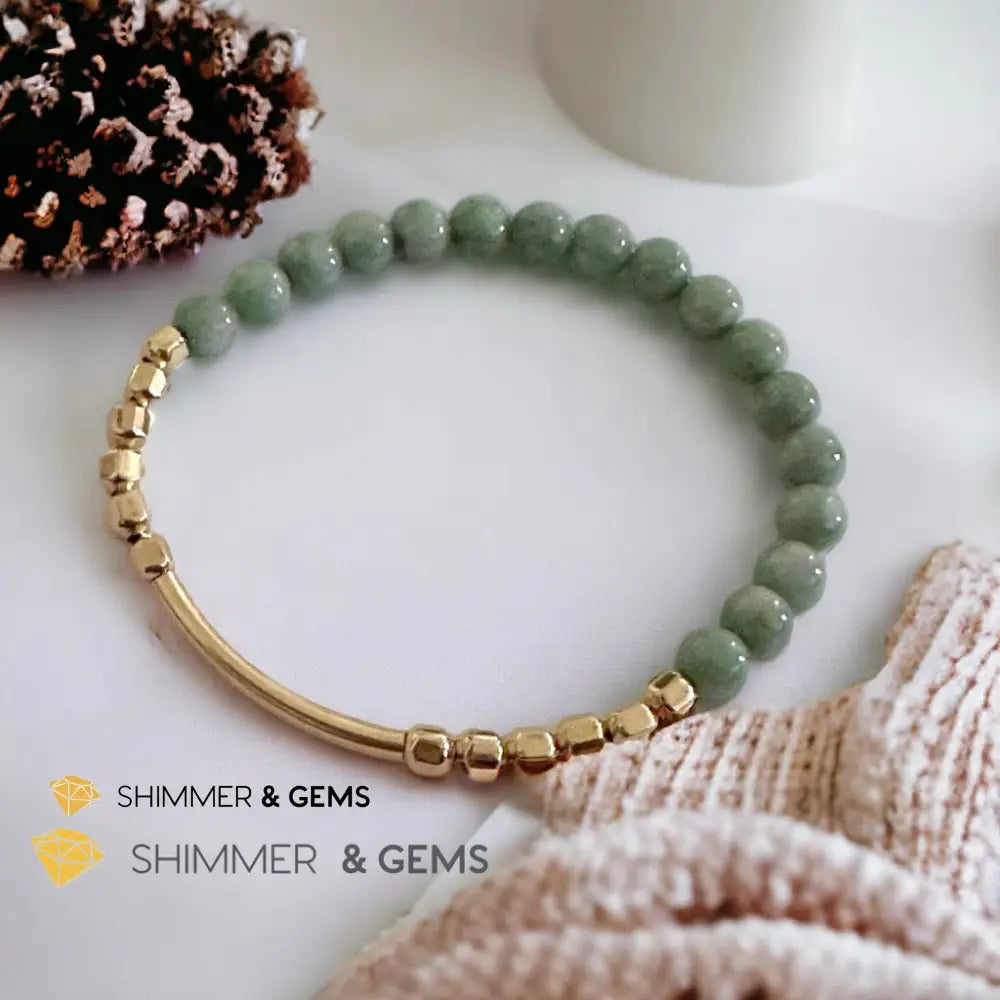 Burma Jade 14k Gold Filled Bangle (Modern Design By Audrey) Bracelets