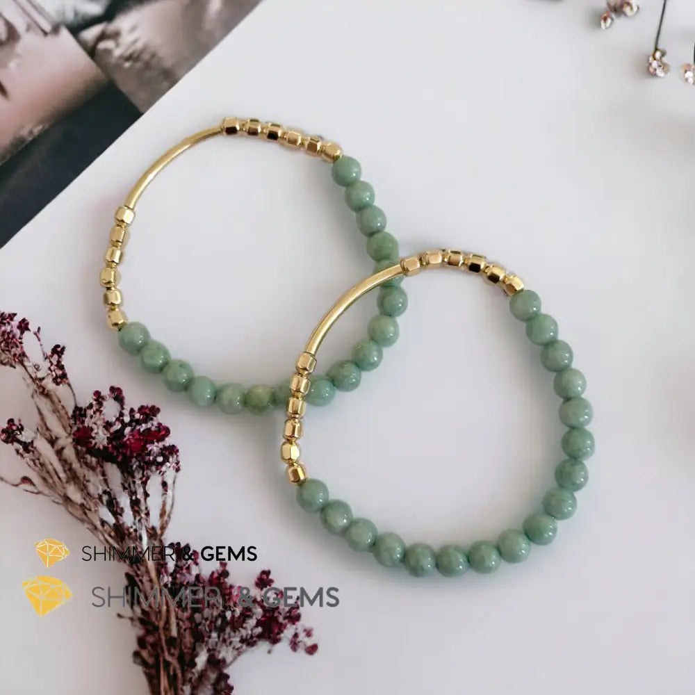 Burma Jade 14k Gold Filled Bangle (Modern Design By Audrey) Bracelets