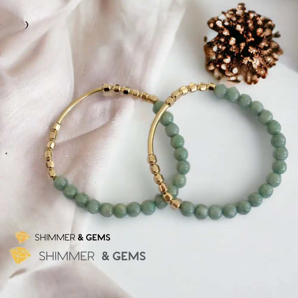 Burma Jade 14k Gold Filled Bangle (Modern Design By Audrey) Bracelets
