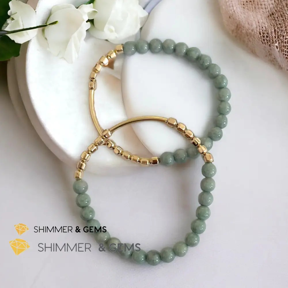 Burma Jade 14k Gold Filled Bangle (Modern Design By Audrey) Bracelets