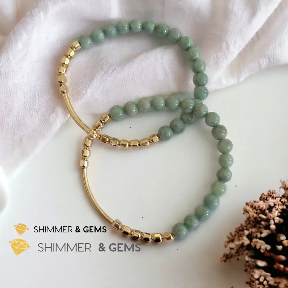 Burma Jade 14k Gold Filled Bangle (Modern Design By Audrey) Bracelets