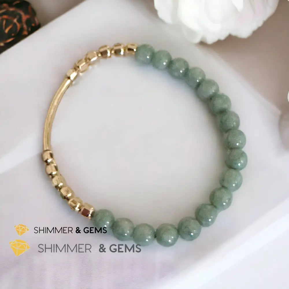 Burma Jade 14k Gold Filled Bangle (Modern Design By Audrey) Bracelets