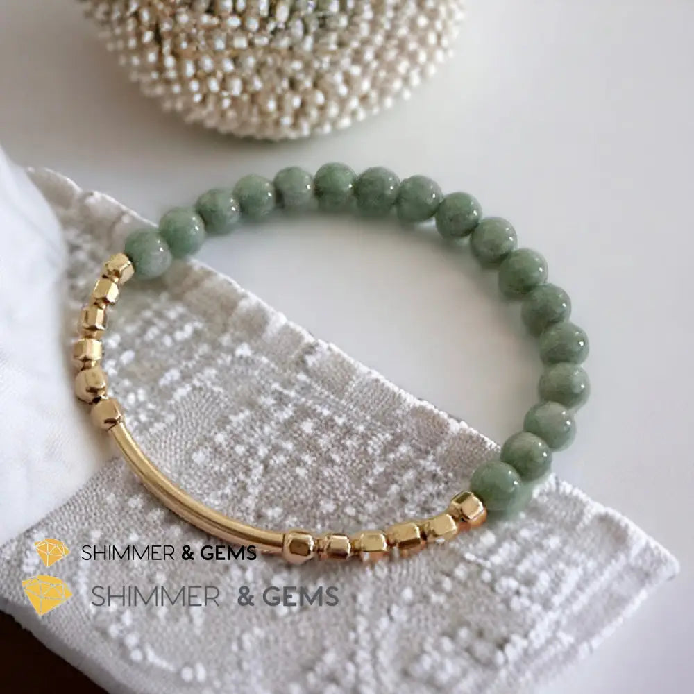 Burma Jade 14k Gold Filled Bangle (Modern Design By Audrey) Bracelets
