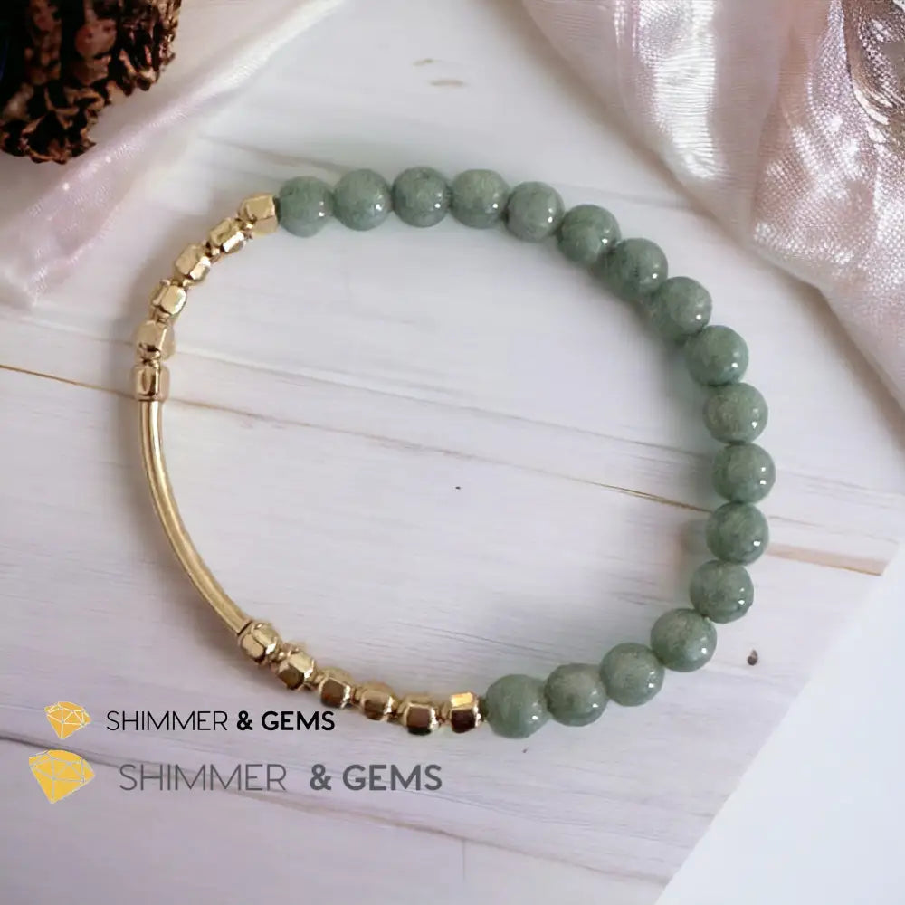 Burma Jade 14k Gold Filled Bangle (Modern Design By Audrey) Bracelets