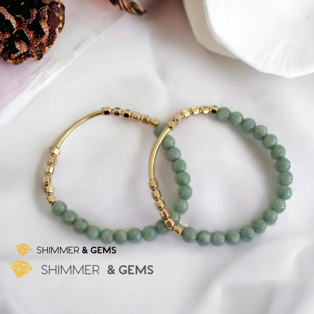 Burma Jade 14k Gold Filled Bangle (Modern Design By Audrey) Bracelets