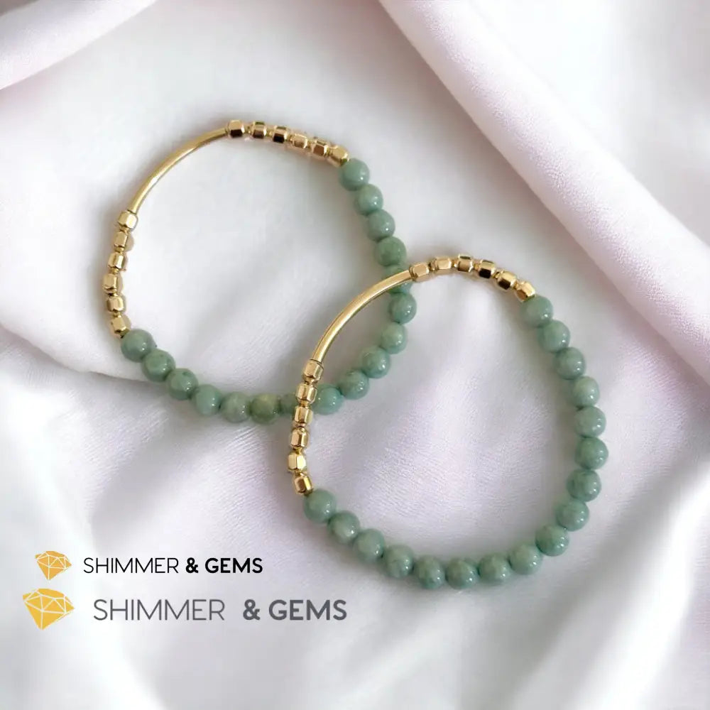 Burma Jade 14k Gold Filled Bangle (Modern Design By Audrey) Bracelets