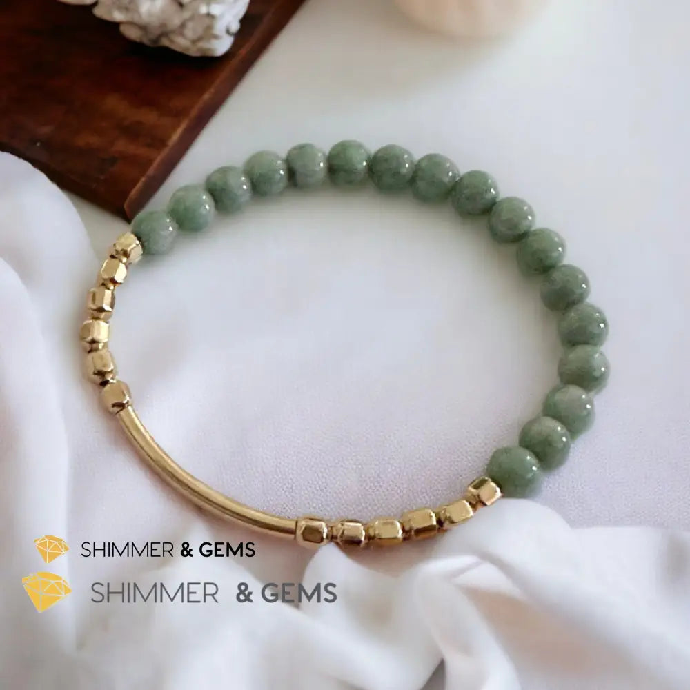 Burma Jade 14k Gold Filled Bangle (Modern Design By Audrey) Bracelets