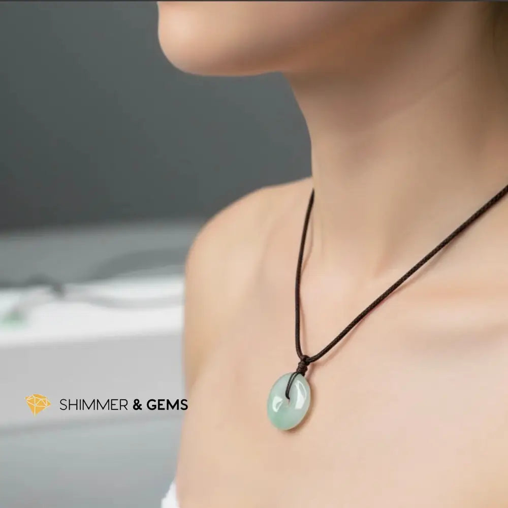 Burma Jade 25mm Donut Pendant with String (Fortune & Prosperity)High Grade - 25mm