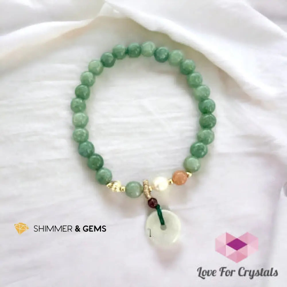 Burma Jade 6mm (dark green) with Coin 6.0”