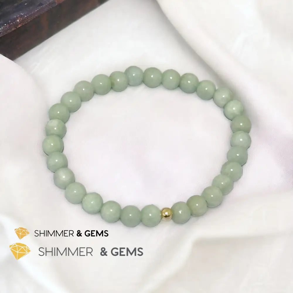 Burma Jade (AA Grade) 6mm Bracelet with 14k gold filled bead 5.5” Bracelets