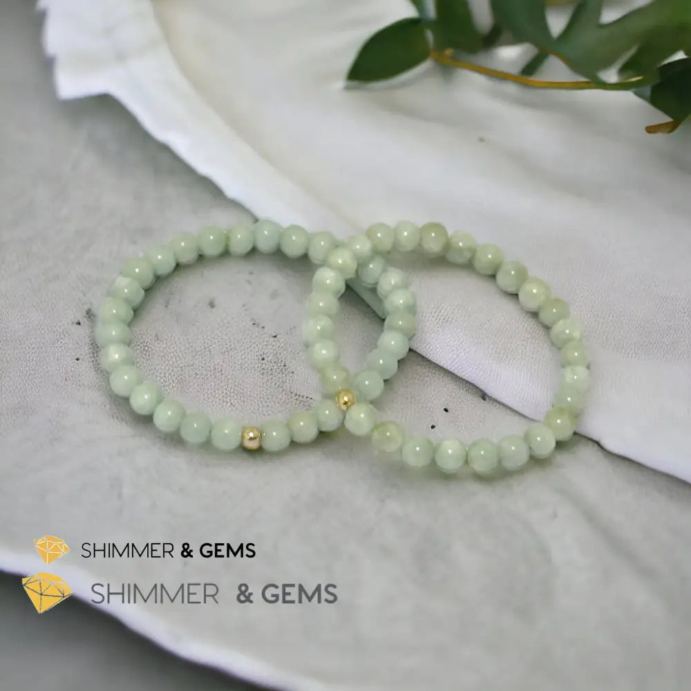 Burma Jade (AA Grade) 6mm Bracelet with 14k gold filled bead Bracelets