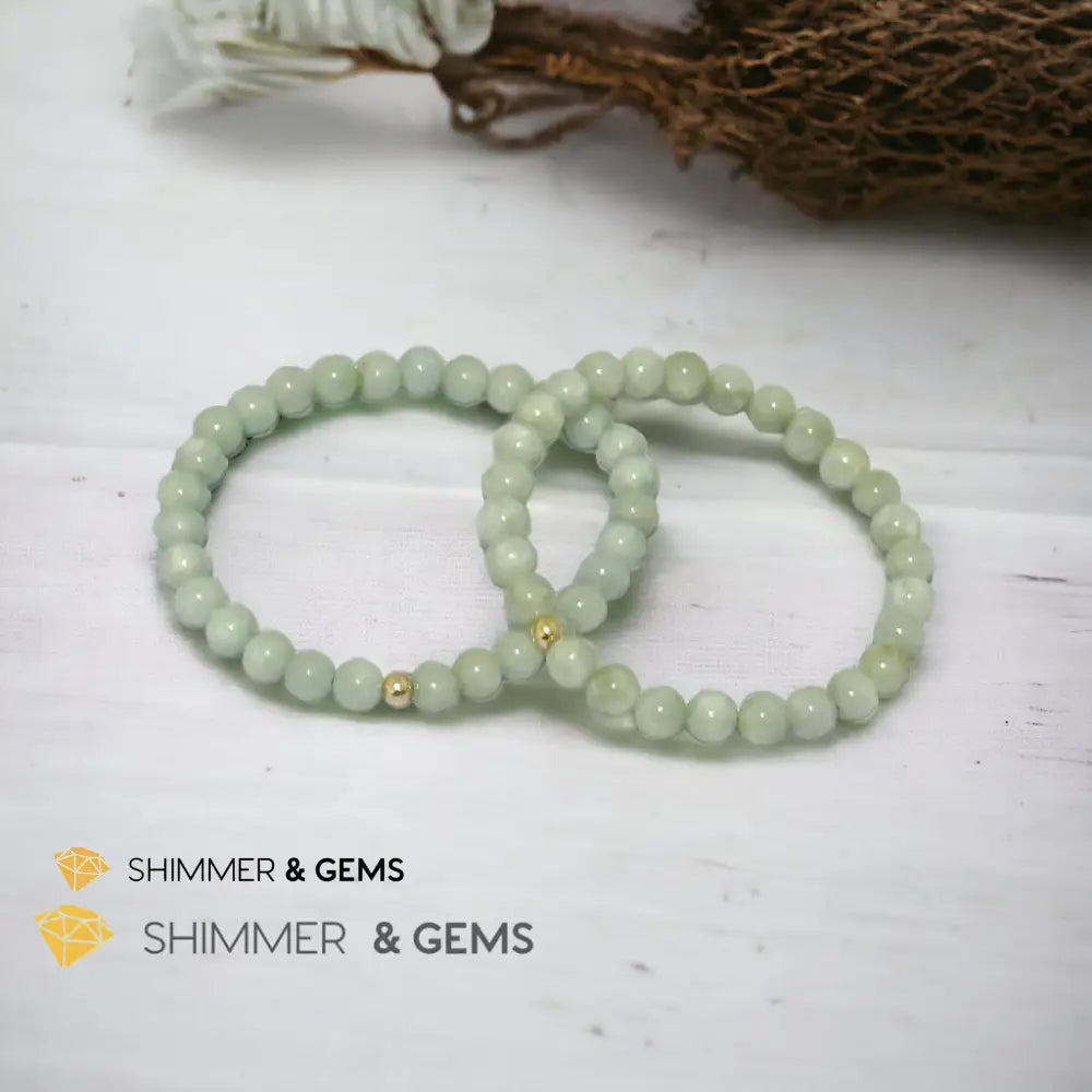 Burma Jade (AA Grade) 6mm Bracelet with 14k gold filled bead Bracelets