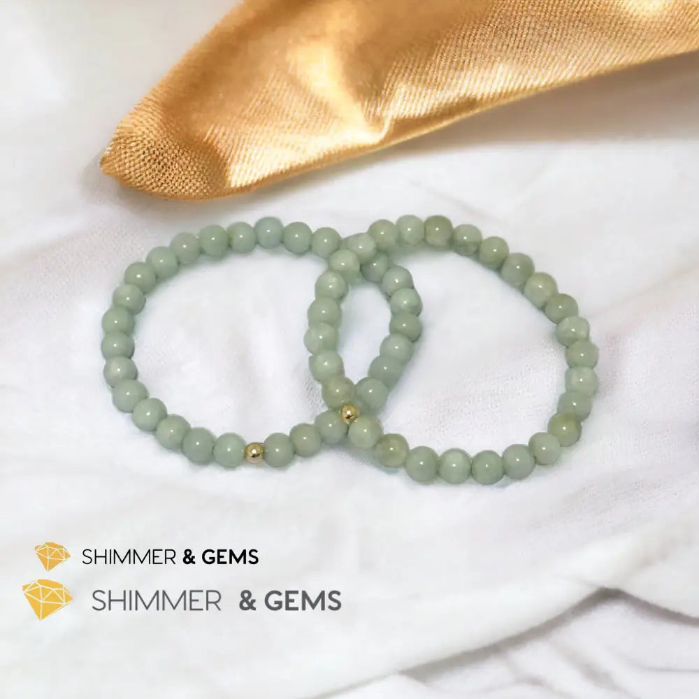 Burma Jade (AA Grade) 6mm Bracelet with 14k gold filled bead Bracelets