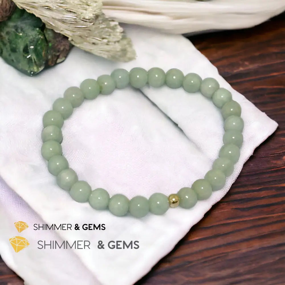 Burma Jade (AA Grade) 6mm Bracelet with 14k gold filled bead Bracelets