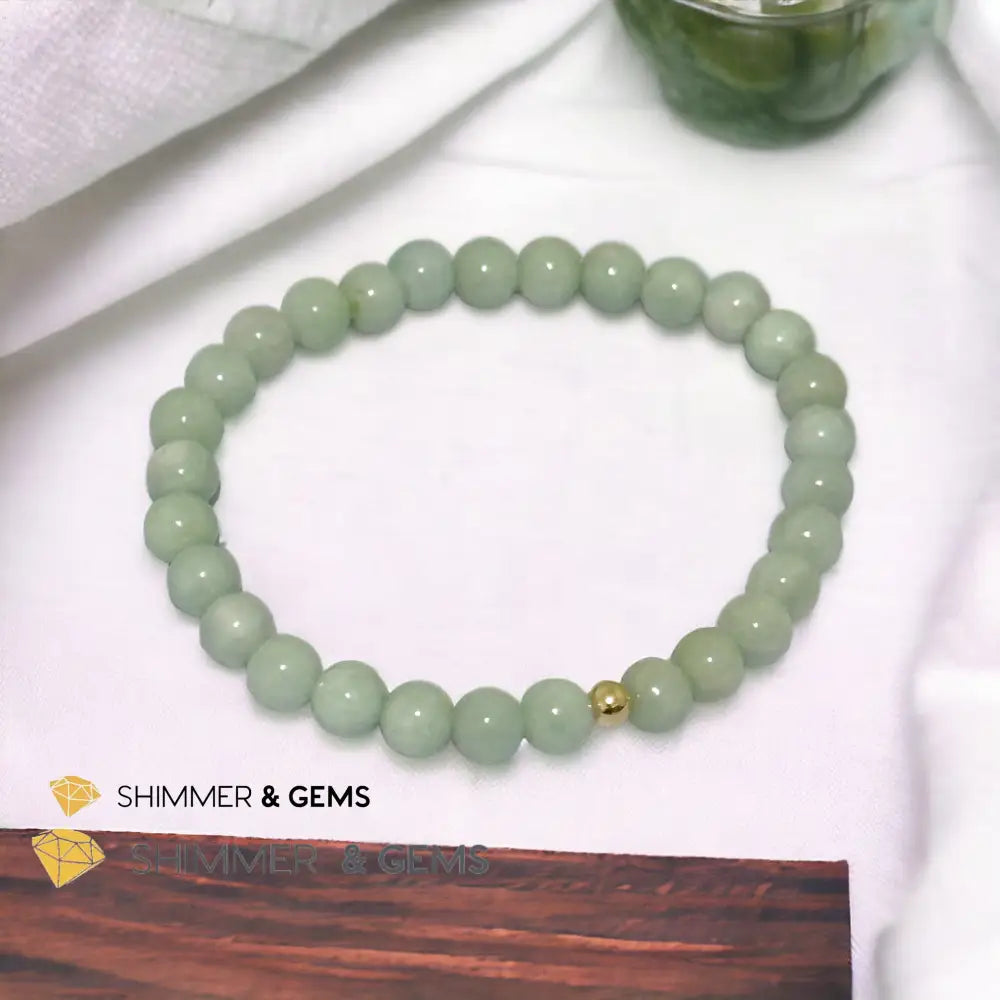 Burma Jade (AA Grade) 6mm Bracelet with 14k gold filled bead Bracelets