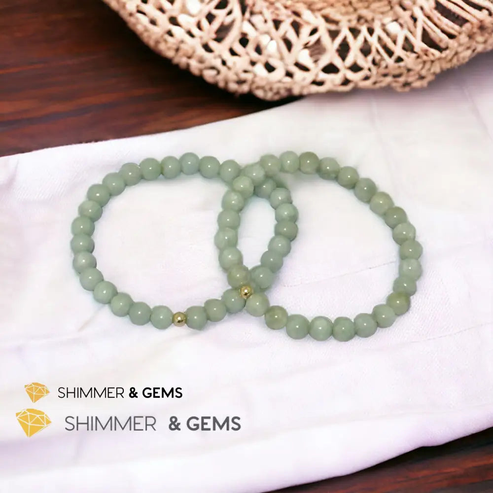 Burma Jade (AA Grade) 6mm Bracelet with 14k gold filled bead Bracelets