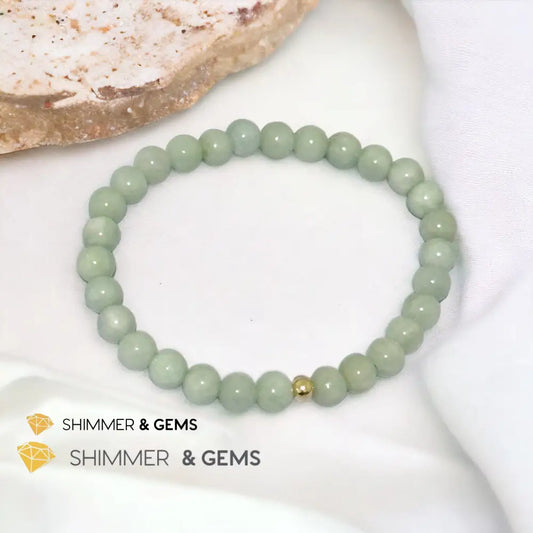 Burma Jade (AA Grade) 6mm Bracelet with 14k gold filled bead Bracelets