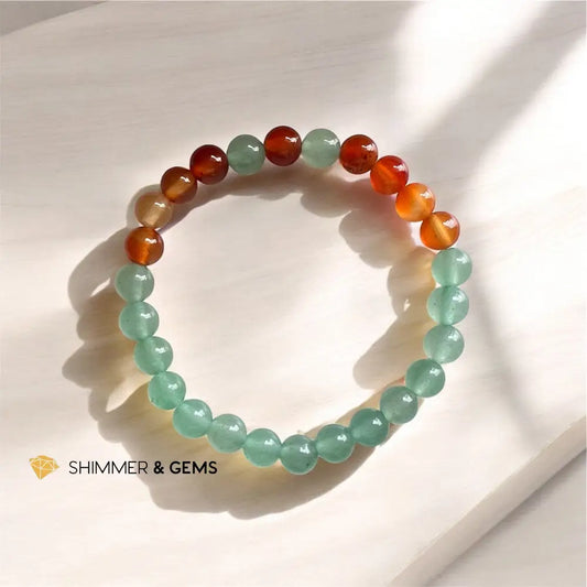 Business And Career Luck Bracelet 6mm (Green Aventurine & Carnelian) 5.5” Bracelets