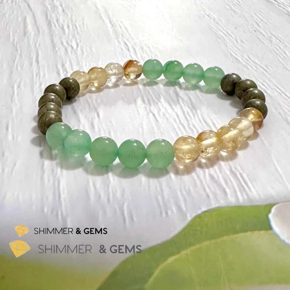 Business Luck Remedy Bracelet (Pyrite Citrine Aventurine 6mm)