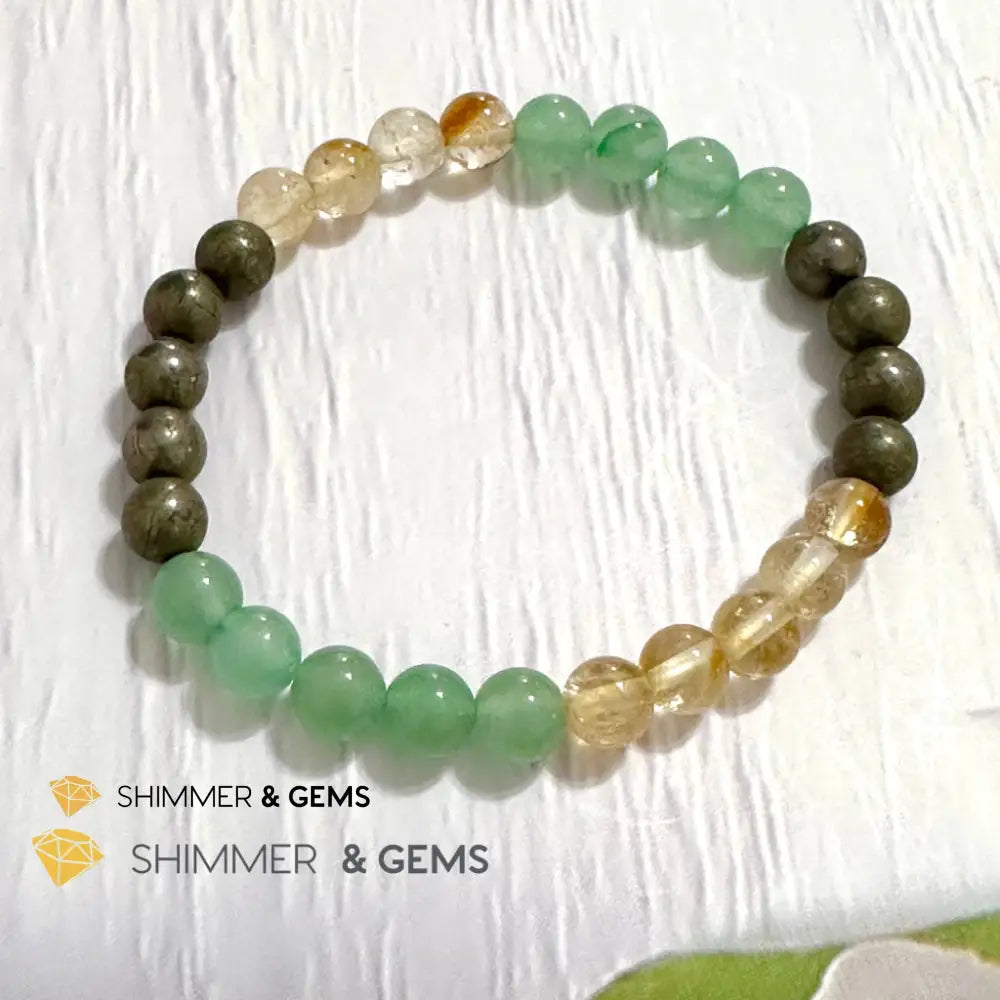 Business Luck Remedy Bracelet (Pyrite Citrine Aventurine 6mm)