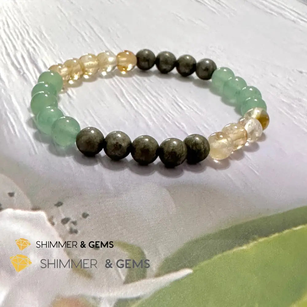 Business Luck Remedy Bracelet (Pyrite Citrine Aventurine 6mm)