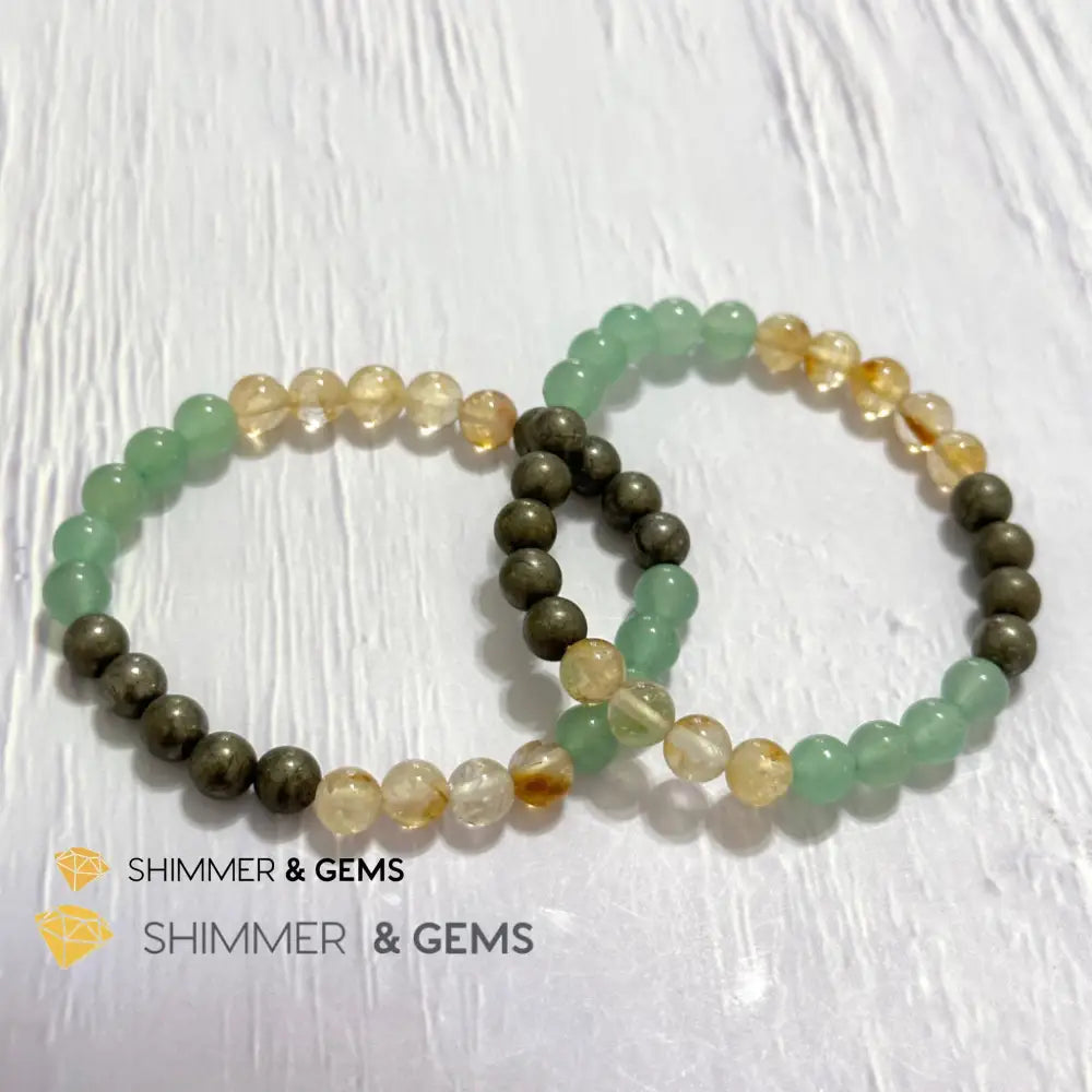 Business Luck Remedy Bracelet (Pyrite Citrine Aventurine 6mm)