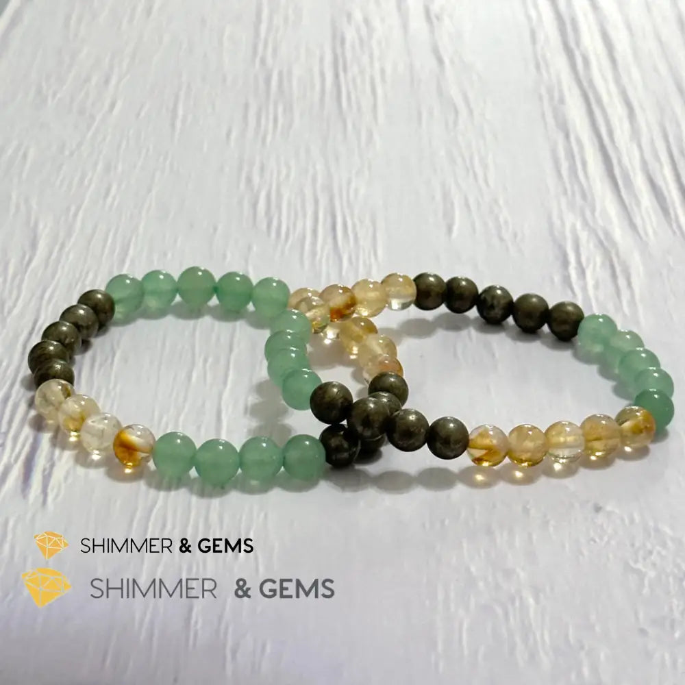 Business Luck Remedy Bracelet (Pyrite Citrine Aventurine 6mm)