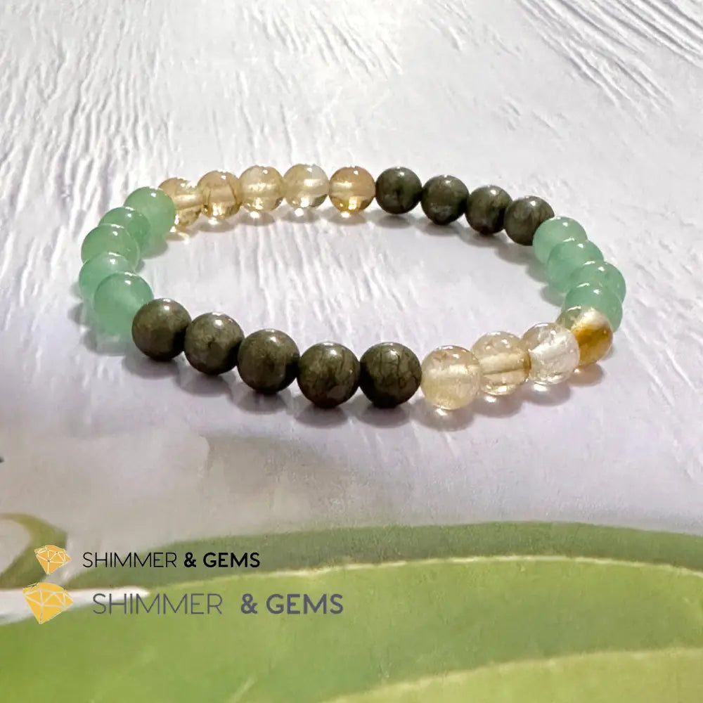 Business Luck Remedy Bracelet (Pyrite Citrine Aventurine 6mm)