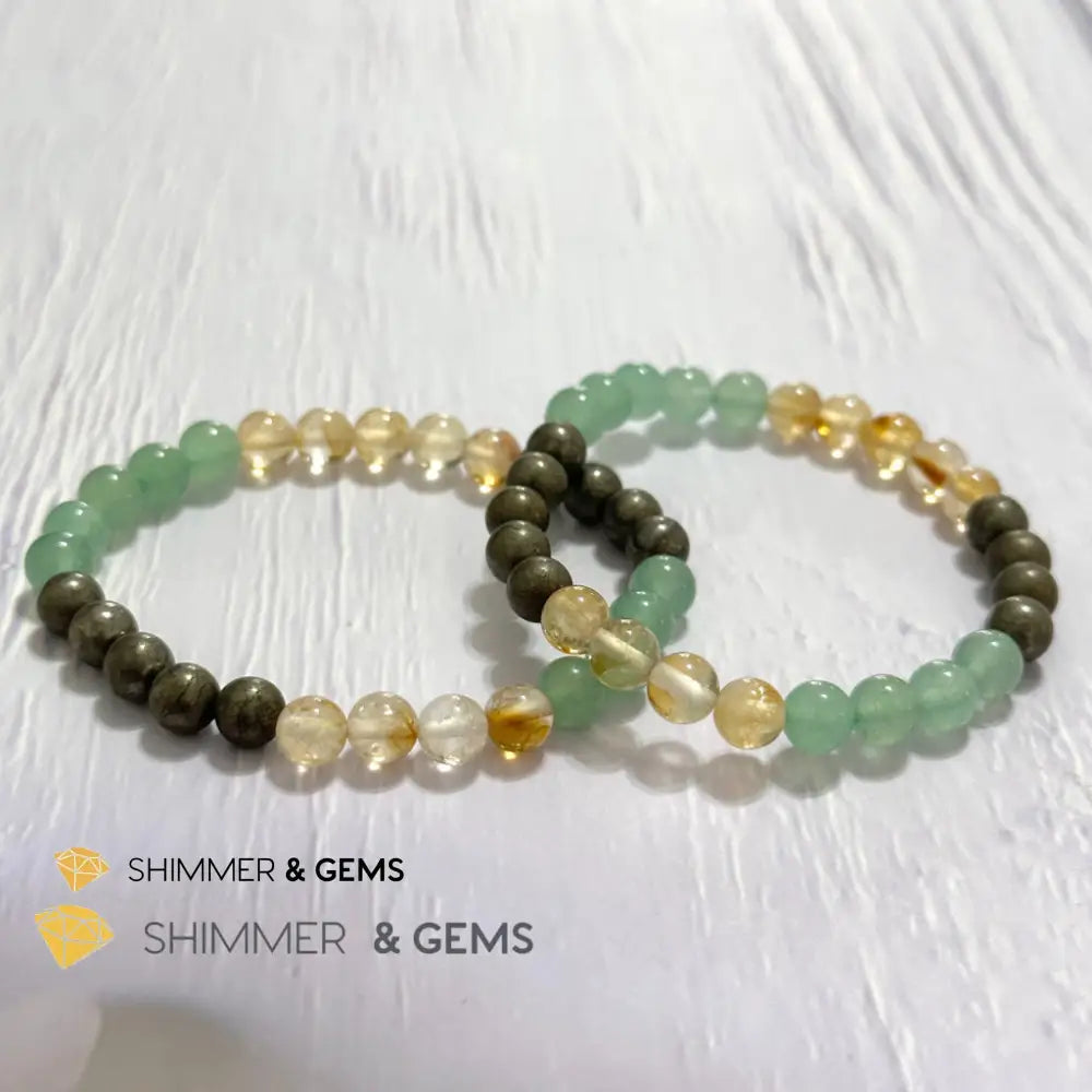 Business Luck Remedy Bracelet (Pyrite Citrine Aventurine 6mm)