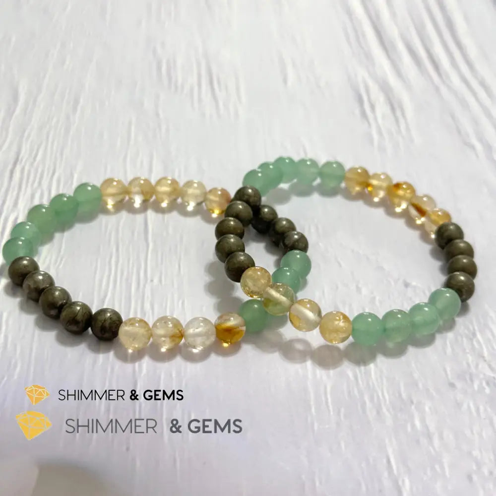 Business Luck Remedy Bracelet (Pyrite Citrine Aventurine 6mm)