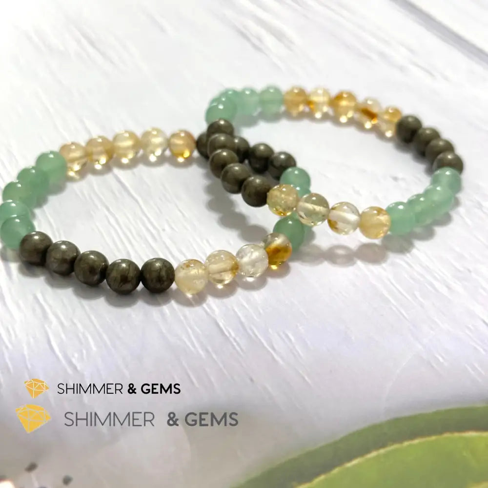 Business Luck Remedy Bracelet (Pyrite Citrine Aventurine 6mm)