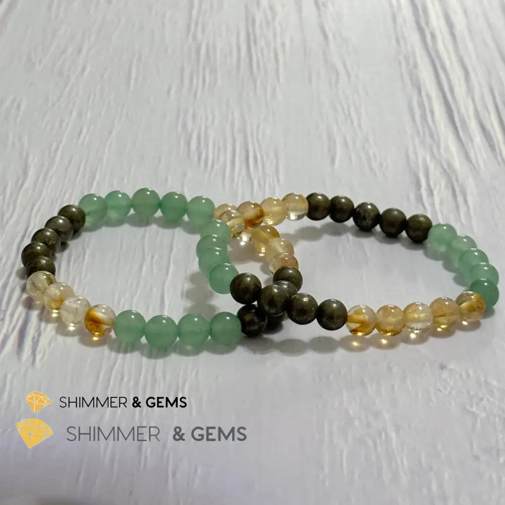 Business Luck Remedy Bracelet (Pyrite Citrine Aventurine 6mm)