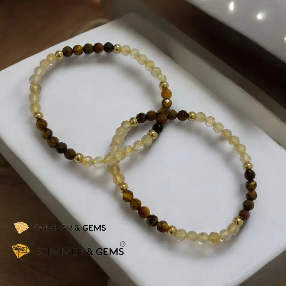 Business Success 4mm Bracelet with Stainless Steel Beads (Tiger Eye & Citrine) Bracelets