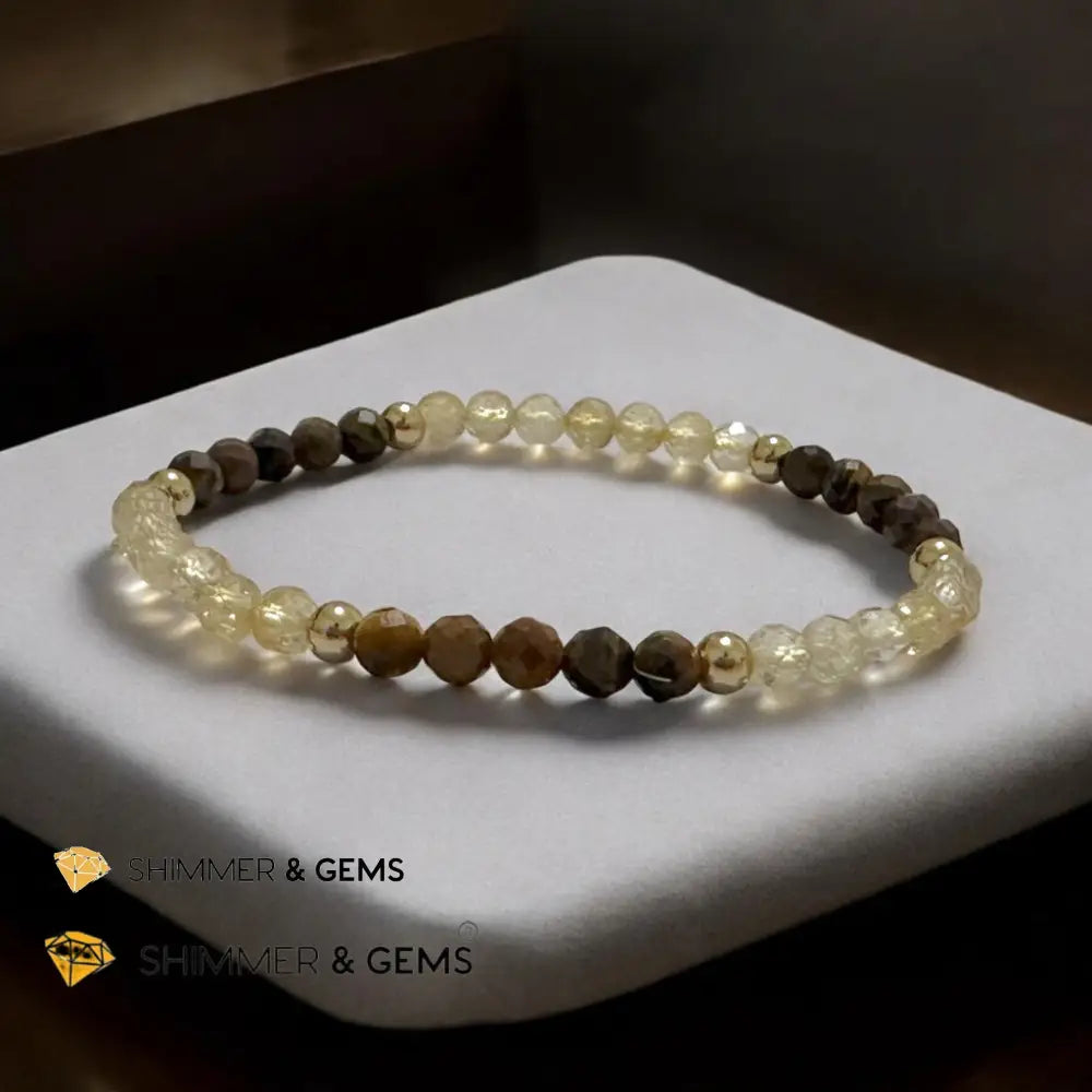 Business Success 4mm Bracelet with Stainless Steel Beads (Tiger Eye & Citrine) Bracelets