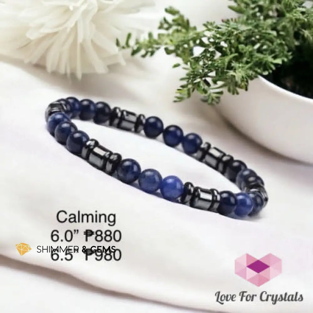 Calming Bracelet (Blue Sodalite and Hematite) 6.5” Bracelets